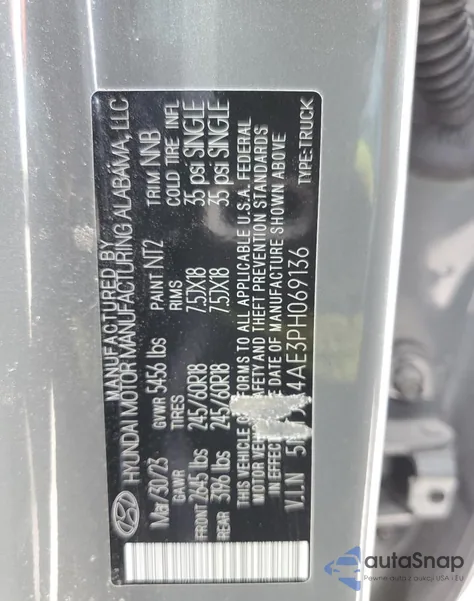 2023 Hyundai Santa Cruz Se z USA, uszkodzony, nr VIN 5NTJA4AE3PH069136